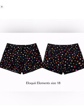 Eloquii Elements Plus Size 18 Black Polka Dot Flowy casual Shorts Pull on